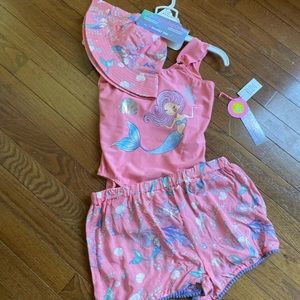 New Younghearts 3pc. Mermaid Swim Bathing Suit Set ~ 10